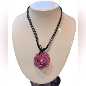 Elegant‎ Pink Rose Pendant Necklace